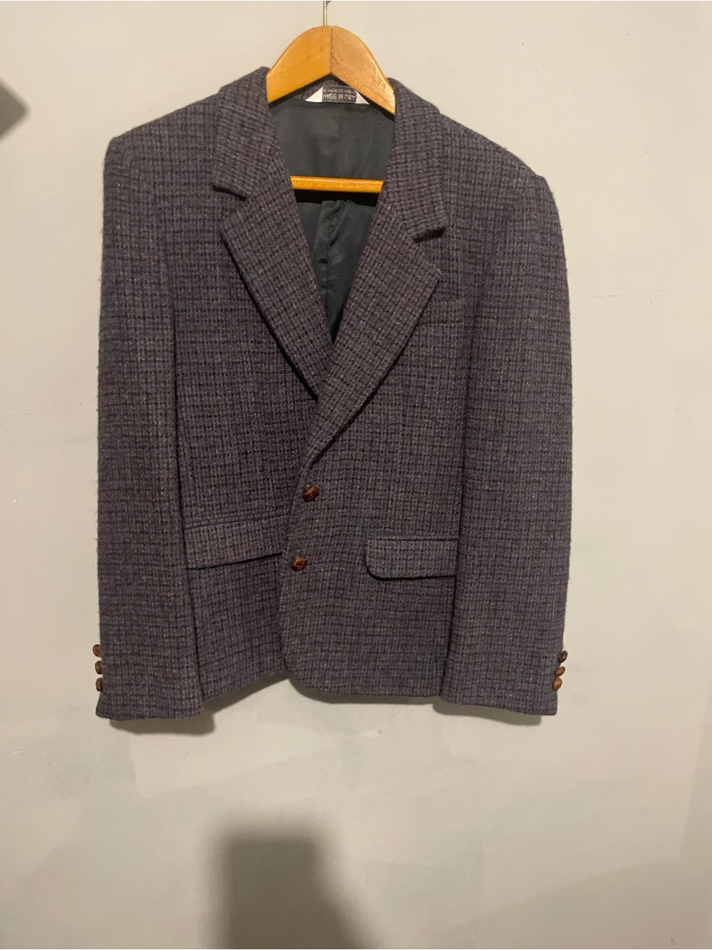 Women's Textured Charcoal Wool Blazer - Classic Tailored Jacket. Size 10
